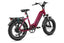 Magicycle Ocelot Pro maroon fat tire electric bike with bike rack.