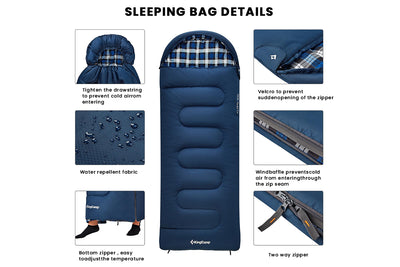 KingCamp Sleeping-Bags Kids Sleeping Bag Flannel Lined Cold Weather 3-4 Season Sleeping Bag