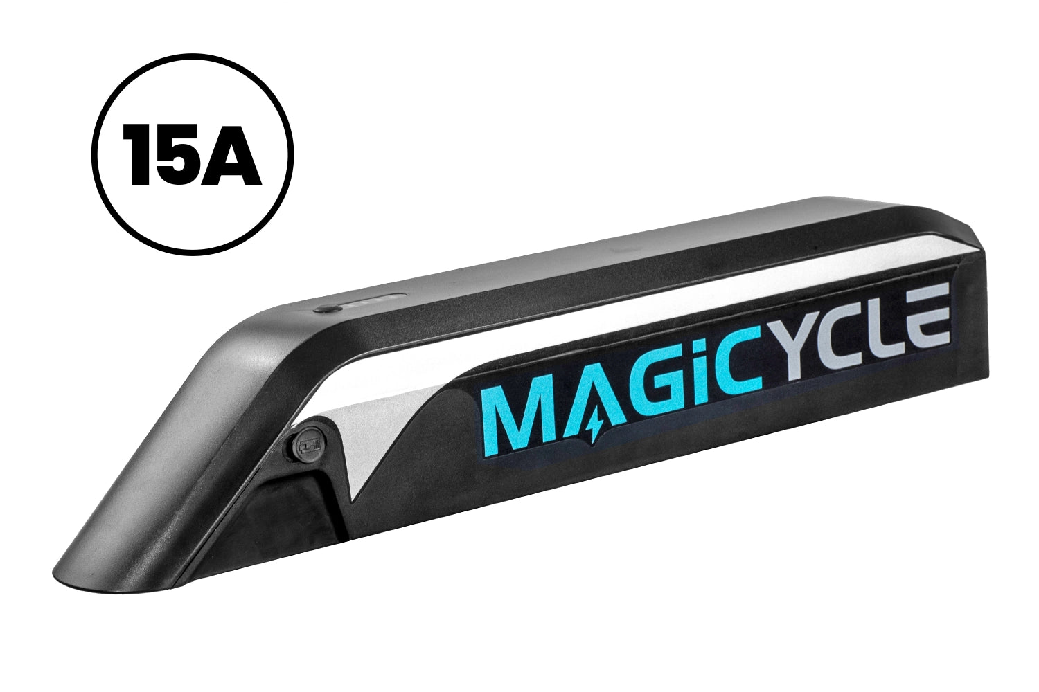 Magicycle 15Ah ebike battery with logo, designed for long-range electric bikes.