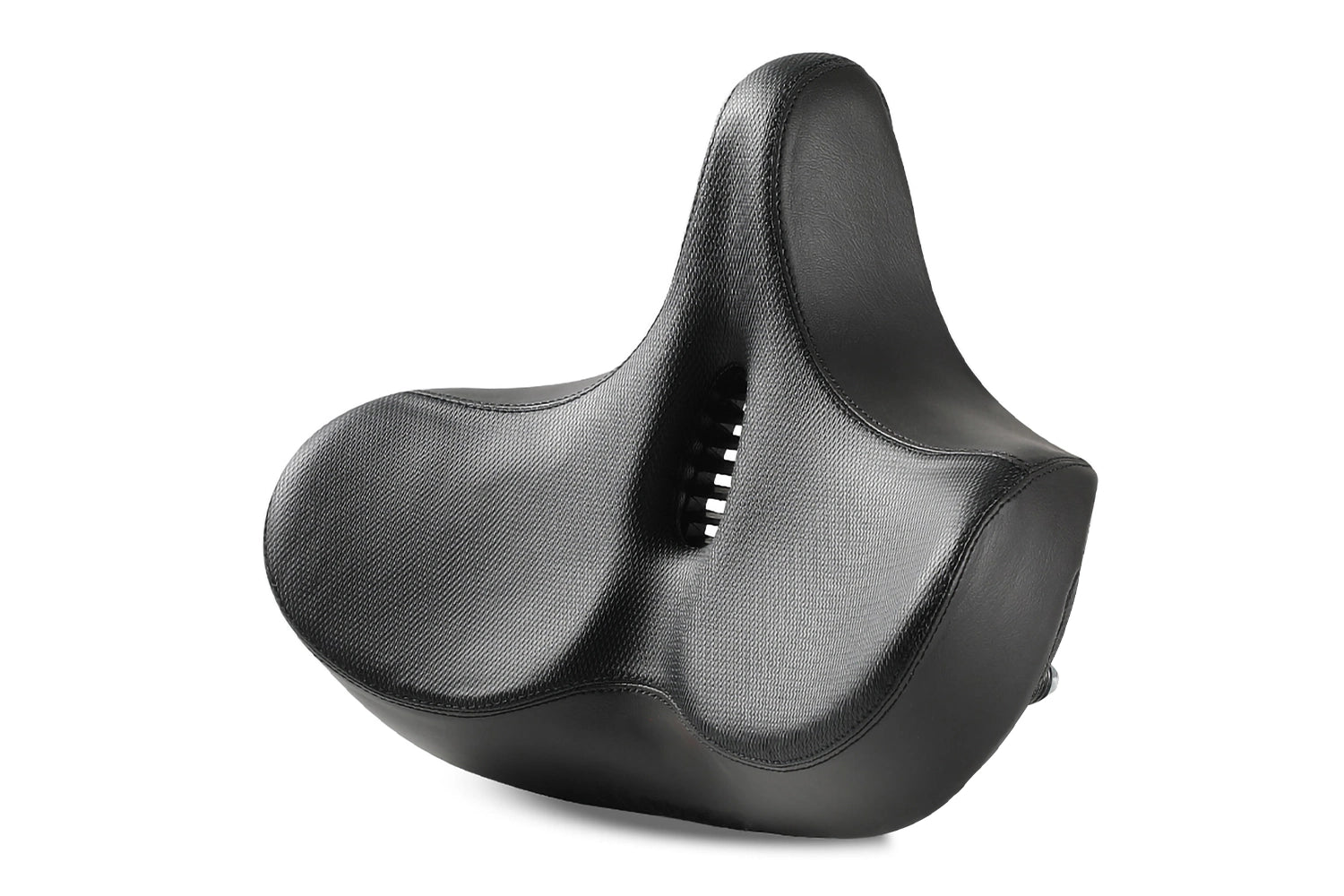 Ergonomic oversized black e-bike seat saddle with dual spring shock absorption