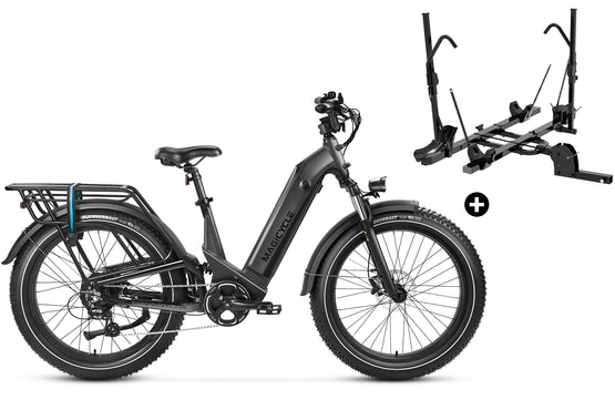 Magicycle Deer Step-thru E-Bike with hitch bike rack for electric bicycles