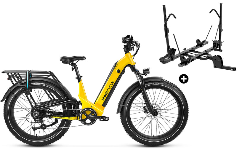 Magicycle Deer Step-thru E-Bike with integrated hitch bike rack