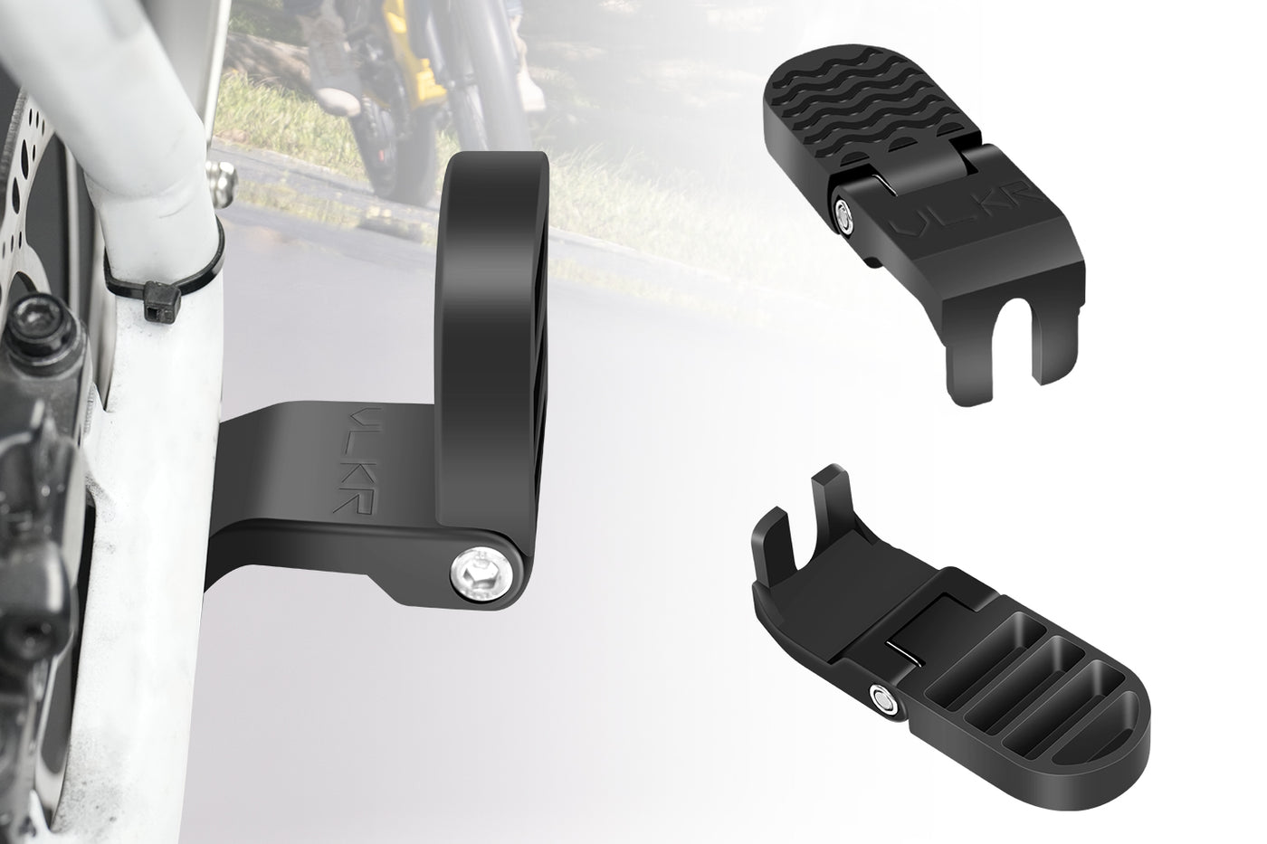 Adjustable black footrest pegs for rear passengers on electric bikes.