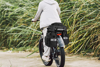 Rhinowalk 65L Ebike Bag Pannier Bag Set, 3-in-1 Waterproof Bicycle Rear Rack Bag Cycling Multi Function Rear Seat Bag with Rain Cover