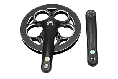 Dual-sided aluminum crank set for Magicycle electric bike with cruiser chainring.