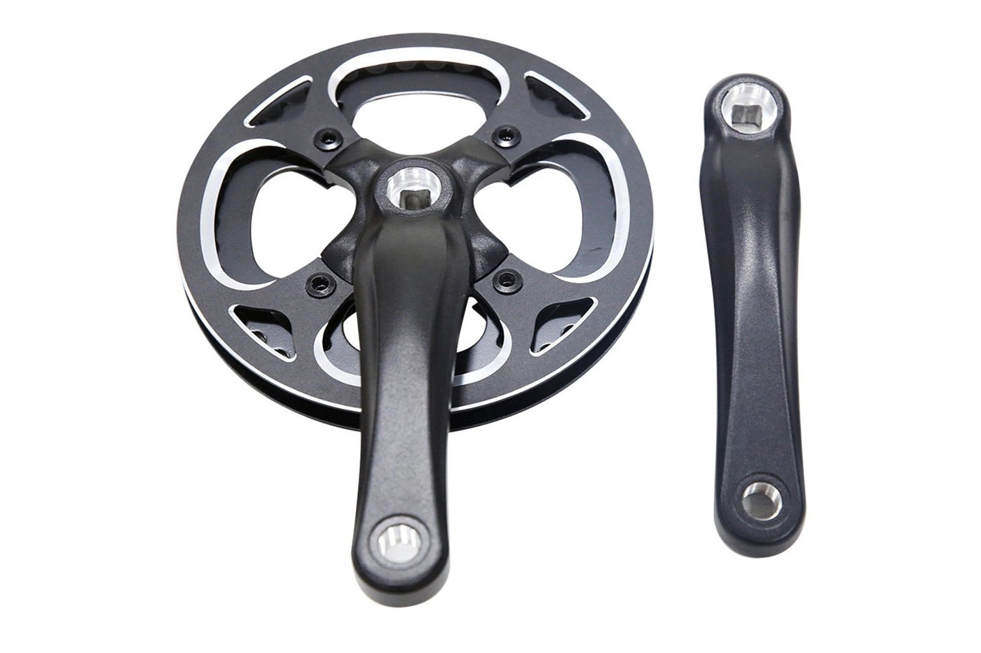 Magicycle E-bike crank set with dual-sided aluminum crank and cruiser chainring
