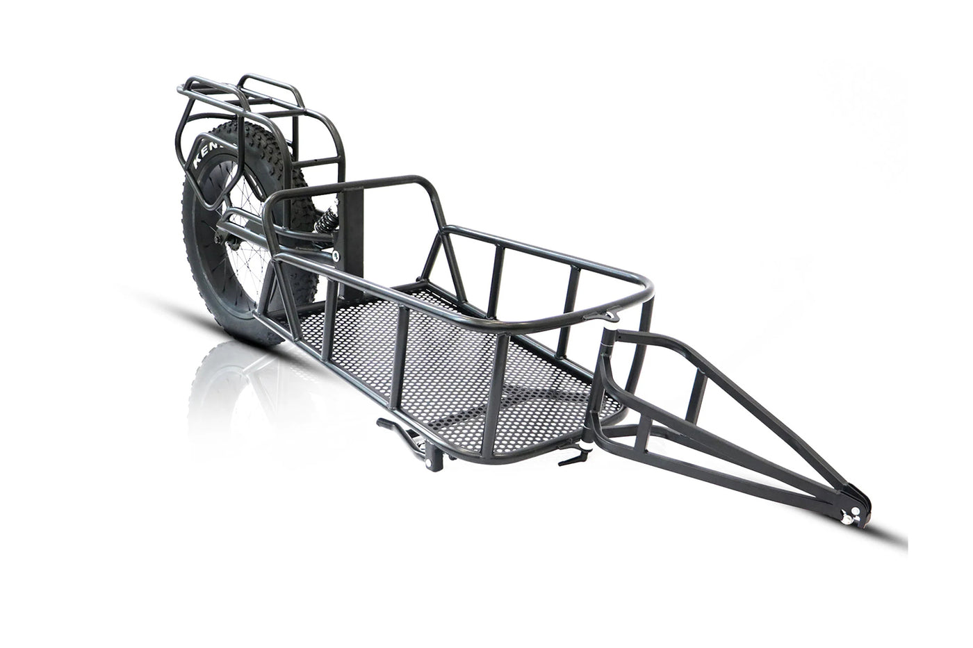 Heavy-duty cargo trailer for e-bikes with fat tire and robust steel frame