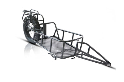 Heavy-duty cargo trailer for e-bikes with fat tire and robust steel frame
