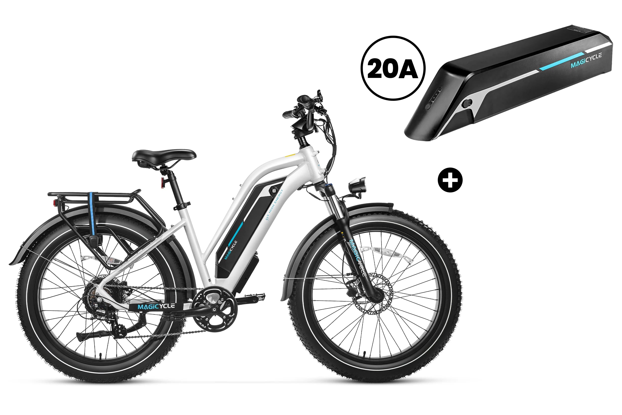 Magicycle Cruiser Pro E-Bike with 20A battery for long-range adventures