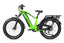 Green Magicycle Deer Step-Over ebike with fat tires and rear rack for outdoor adventures.
