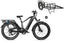 Magicycle Deer black full suspension ebike with rear rack and detachable trailer.