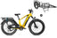 Yellow Magicycle Deer Step-Over ebike with rear rack and detachable trailer for adventure.