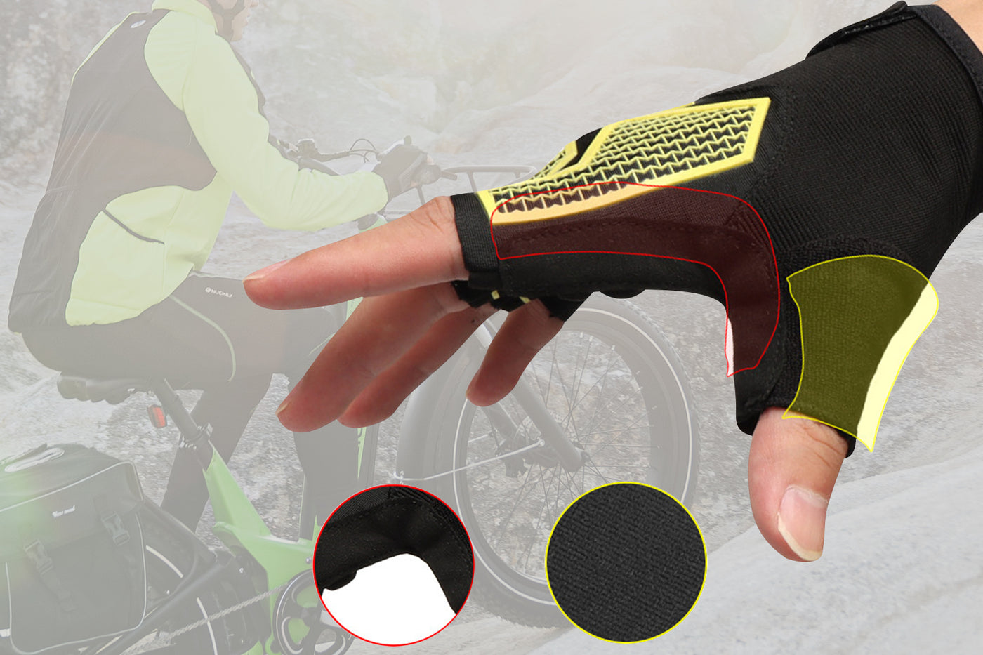 Fat Tire Ebike Gloves | Comfortable Half Finger Gel Pads - Magicycle Bike