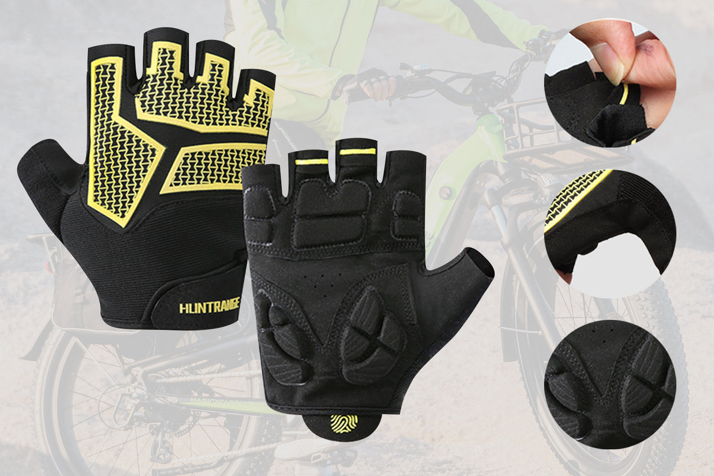Fat Tire Ebike Gloves | Comfortable Half Finger Gel Pads - Magicycle Bike