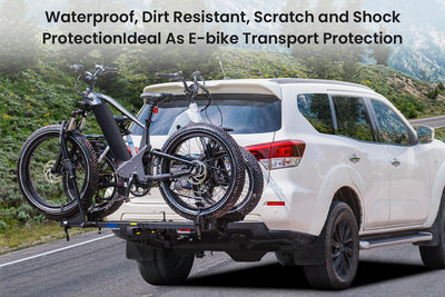 E-bikes securely mounted on SUV bike rack for outdoor adventures, offering excellent protection.