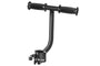 Ebike rear seat handlebar armrest with anti-slip grips in black.