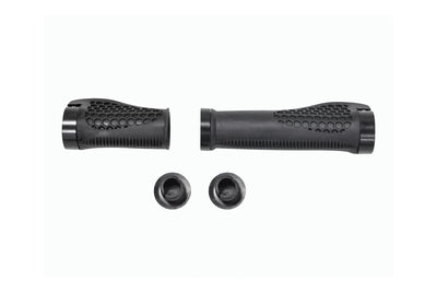 Ergonomic black handlebar grips for ebikes with no-slip texture and end caps.
