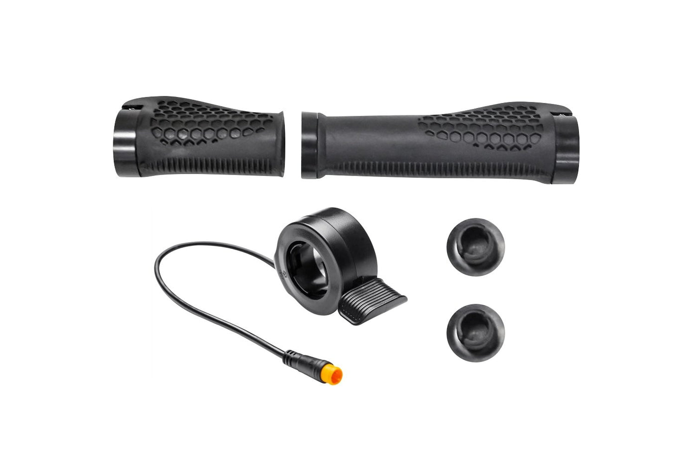 Magicycle ebike thumb throttle and handlebar grips, black rubber accessories