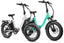 White and teal Magicycle Jaguarundi 2.0 fat tire electric bikes for outdoor adventures.