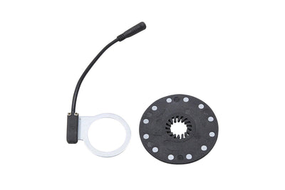 Magicycle electric bike speed sensor components for energy-efficient gear adjustments.
