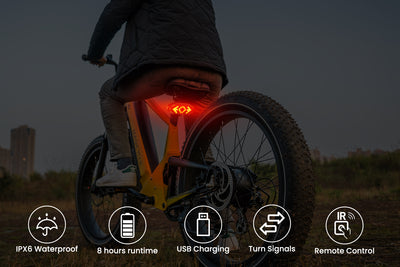 Ebike Tail Light with Turn Signals Wireless Remote Control Waterproof