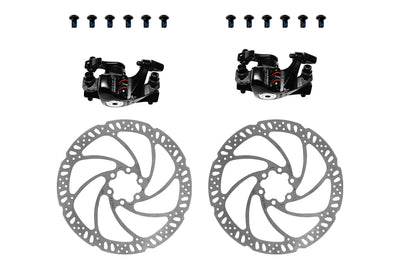 Tektro mechanical disc brake replacement set including rotors and calipers