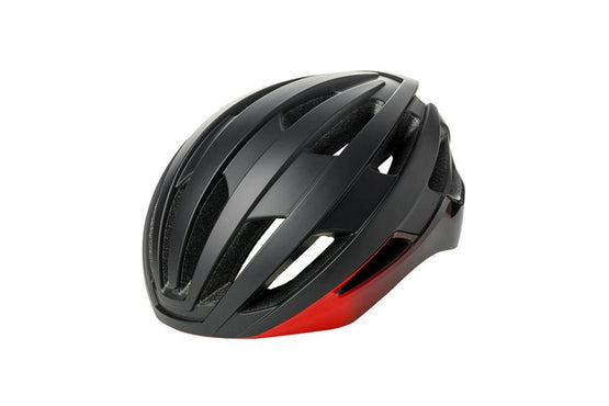 Black and red PMT cycling helmet with aerodynamic design and ventilation