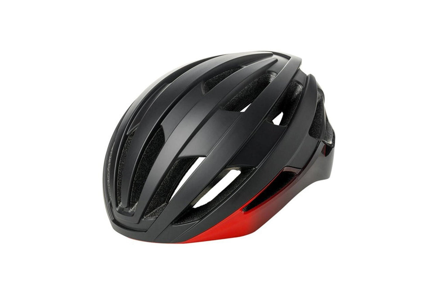 Black and red PMT cycling helmet with aerodynamic design and ventilation