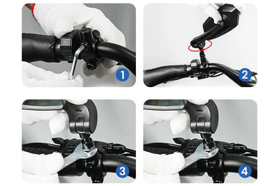 Step-by-step guide to install Magicycle HD e-bike mirrors on handlebars.
