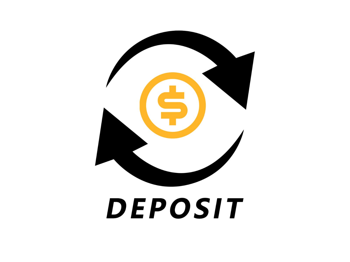 Deposit icon with dollar sign and arrows indicating payment process