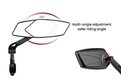 Magicycle HD e-bike mirror with 360° angle adjustment for safer riding visibility.