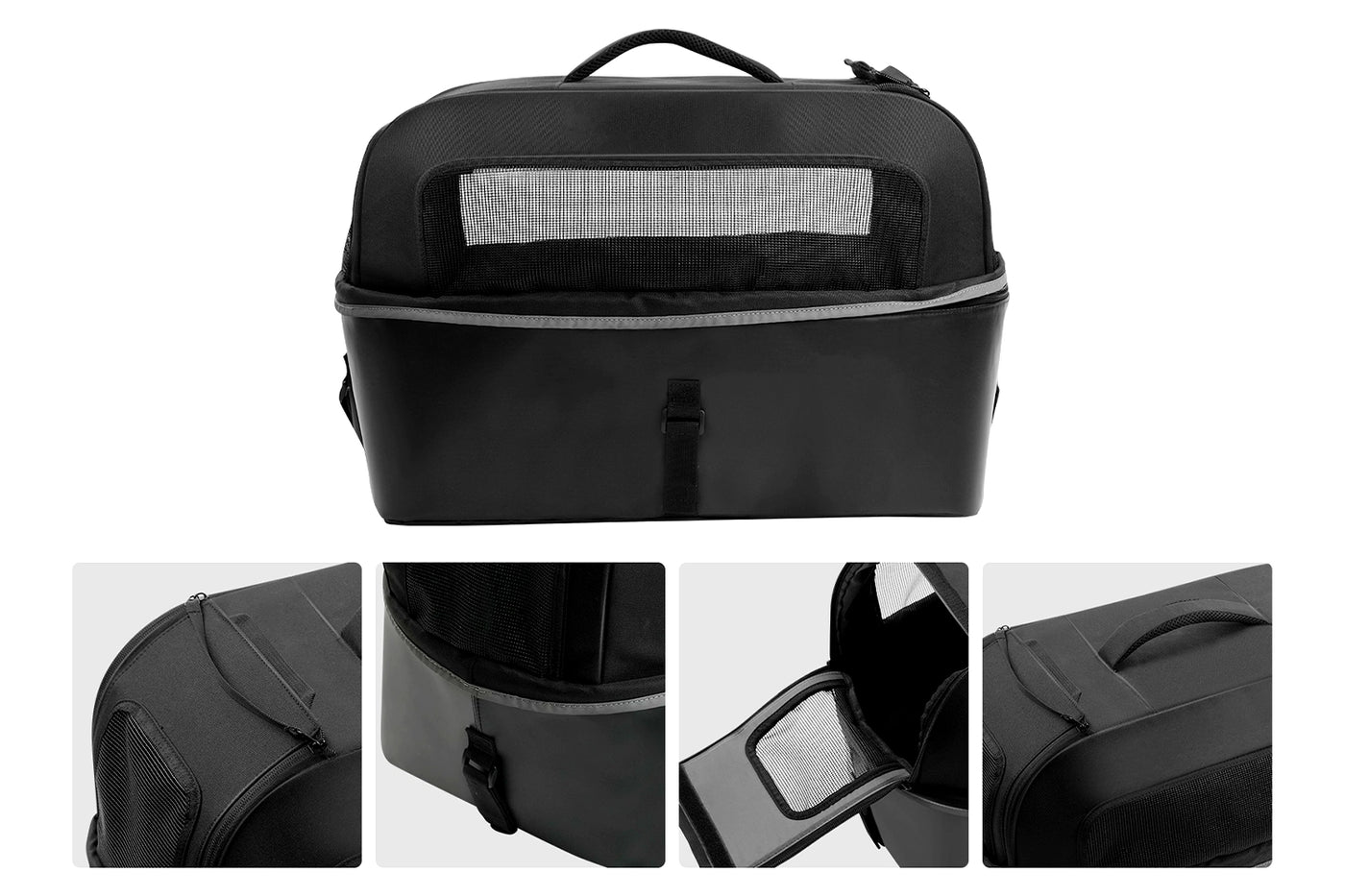 Magicycle black pet carrier for bikes with mesh vents and convenient carrying handle