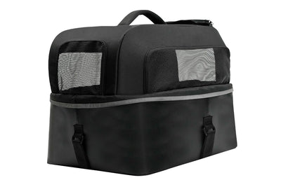 Durable black pet carrier bag for bikes with mesh covers and carrying handle