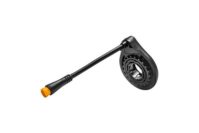 Magicycle speed sensor for electric bike with connector for precise gear adjustments.