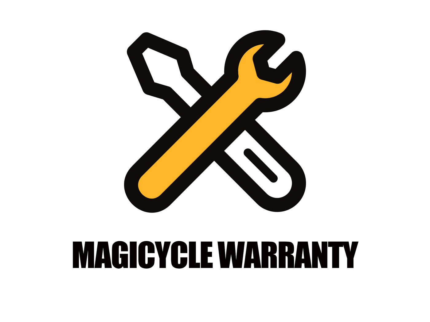 Magicycle Warranty logo with crossed wrench and screwdriver