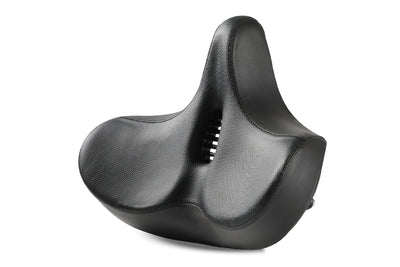 Ergonomic oversized black e-bike seat saddle with dual spring shock absorption