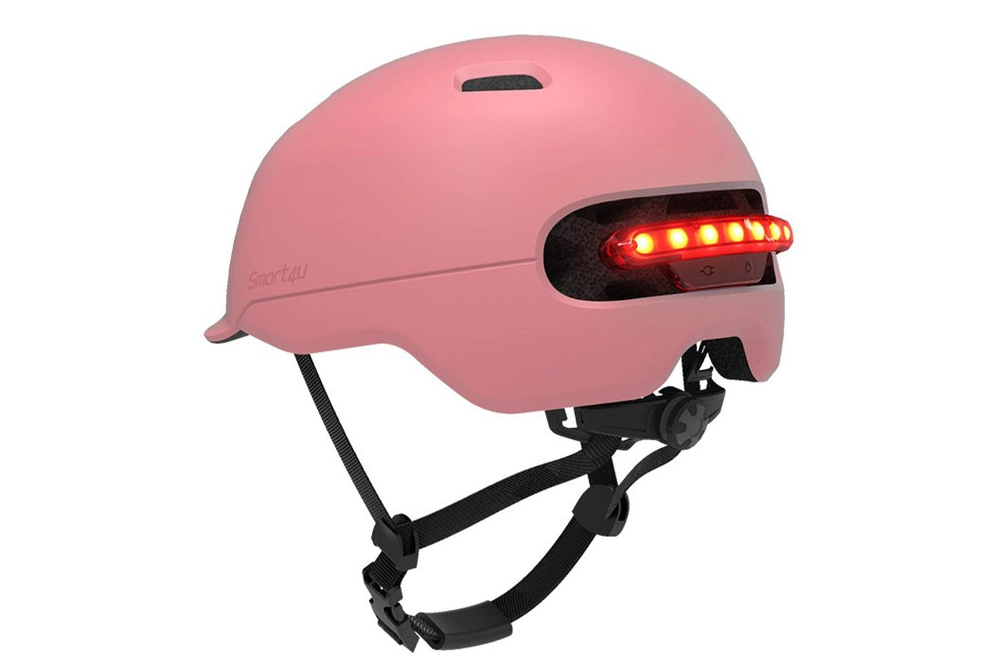 Pink Smart4U e-bike helmet with rear LED lights for urban safety