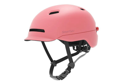 Smart4U pink e-bike helmet with adjustable chin strap and ventilation holes